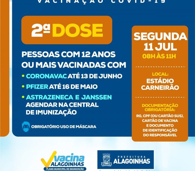 Vacinação Covid-19: confira a programação para esta segunda-feira (11)