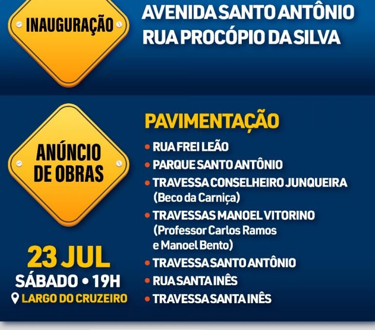 Prefeitura vai inaugurar ruas e anunciar novas pavimentações neste sábado (23)